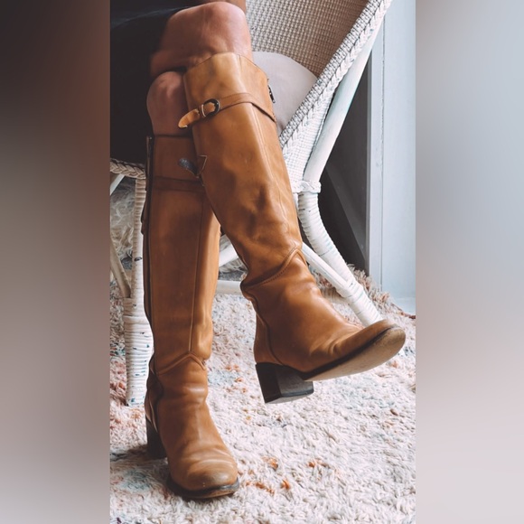 Lavorazione Artigiana Shoes - Lav Artigiana camel Italian Leather Knee-High Boots with buckle size 38.5/ 8.5